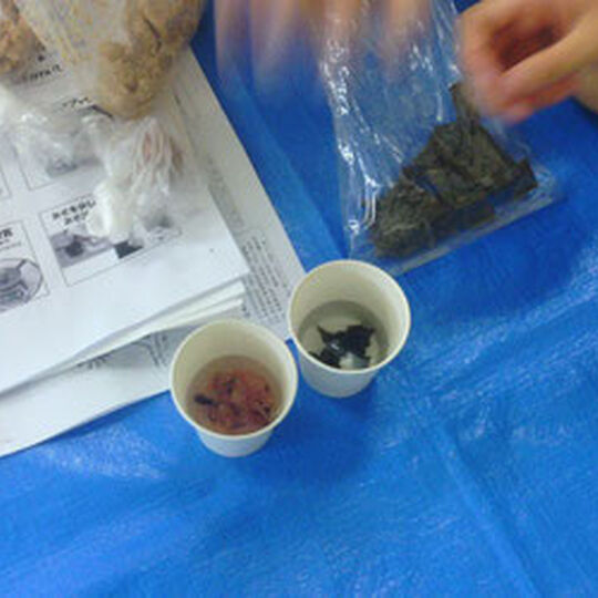 画像1418：5.昆布だしと鰹節のだしをそれぞれ飲む。次に昆布だしと鰹節のだしを混ぜて、飲む。